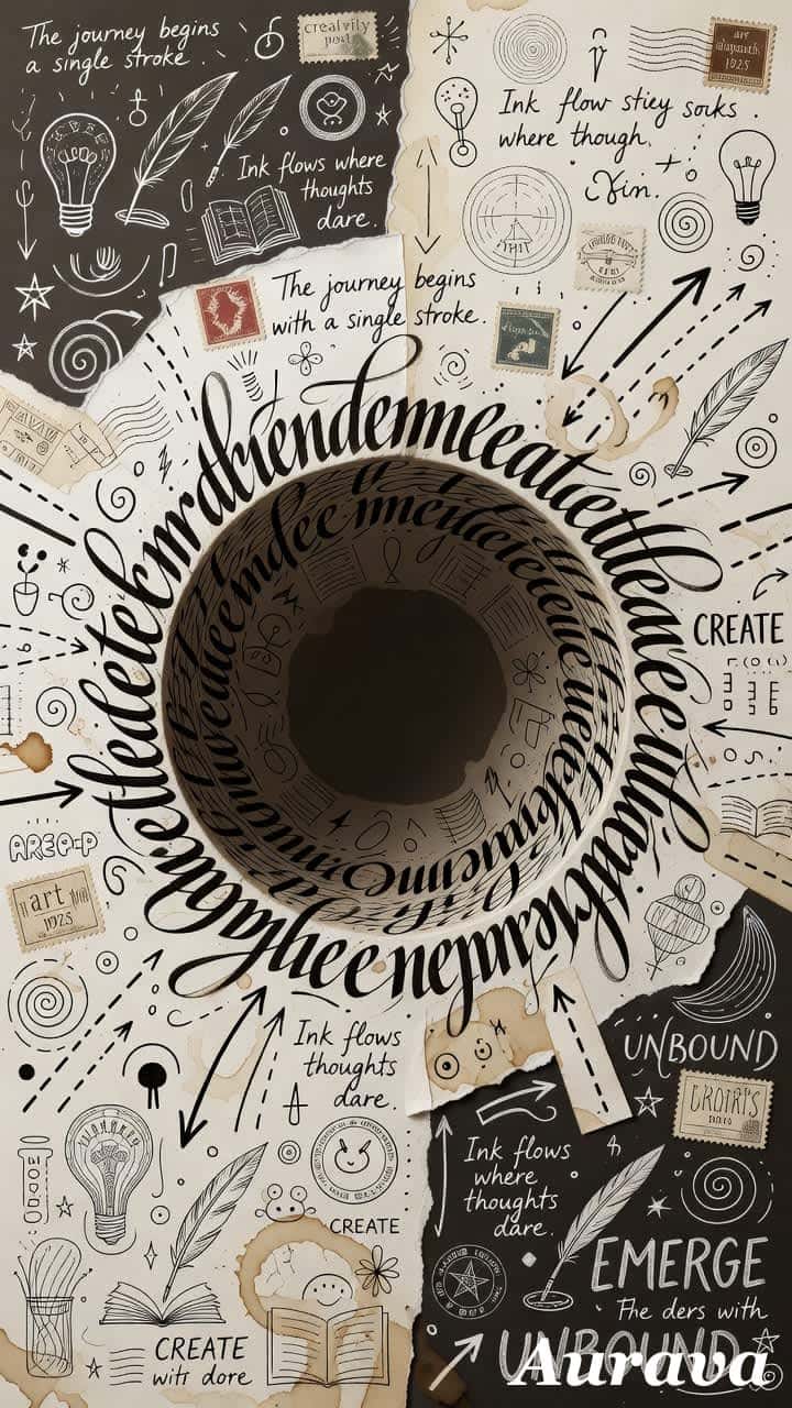 Creative Calligraphy Journey Doodles — phone wallpaper preview