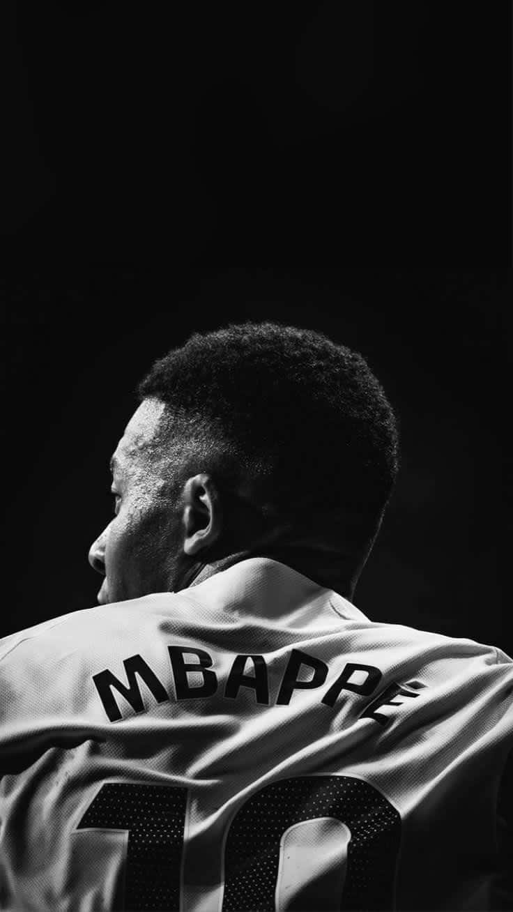 Kylian Mbappé Iconic Black White — phone wallpaper preview