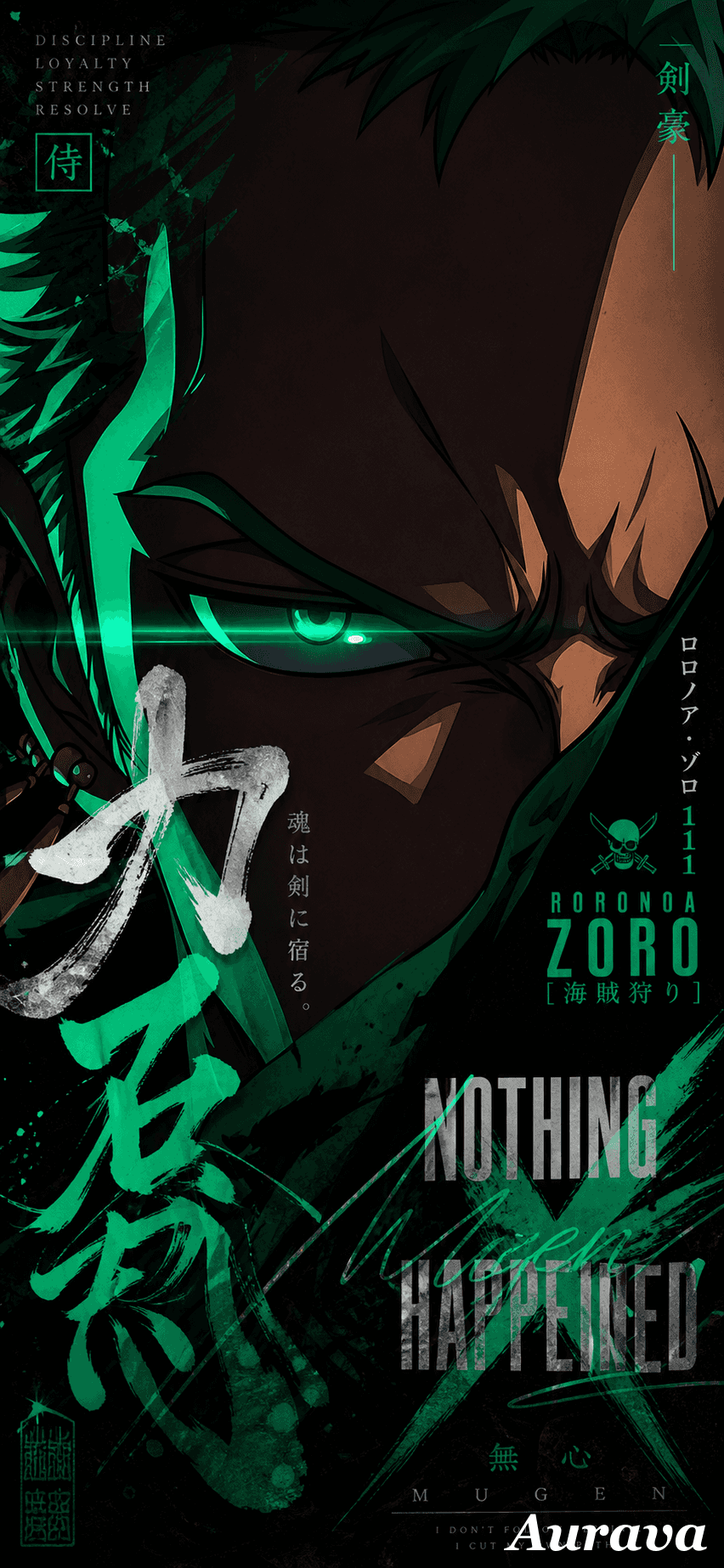 Roronoa Zoro Emerald Gaze — phone wallpaper preview