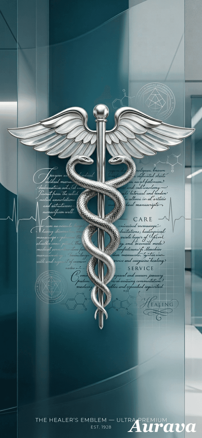 Elegant Silver Caduceus Emblem — phone wallpaper