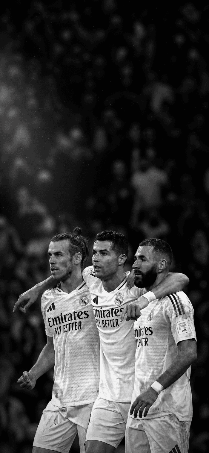 Real Madrid Iconic Trio Embrace — phone wallpaper