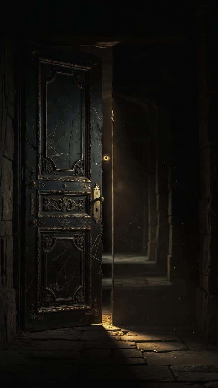 Mysterious Ornate Doorway Golden Light — phone wallpaper preview