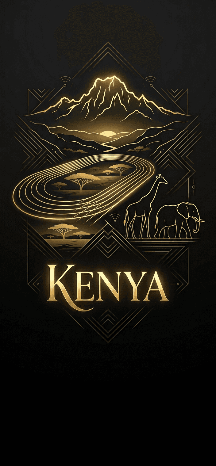 Golden Kenya Safari Art Deco — phone wallpaper preview
