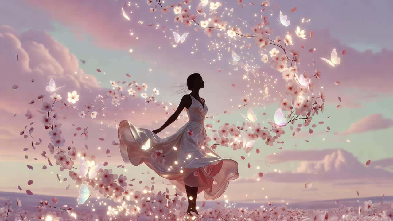 Ethereal Blossom Dance — desktop wallpaper preview