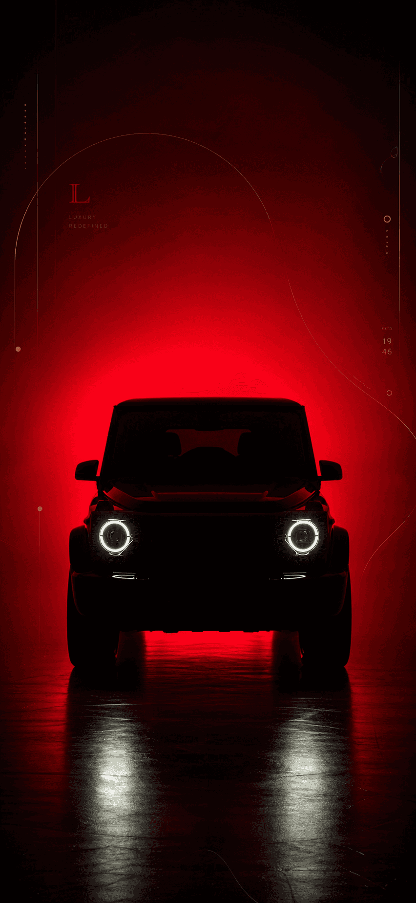 Luxury SUV Silhouette Red Glow — phone wallpaper preview