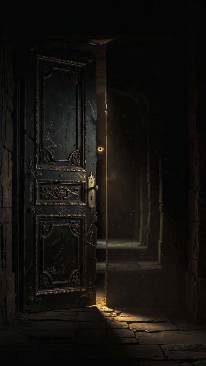 Mysterious Ornate Doorway Golden Light — phone wallpaper