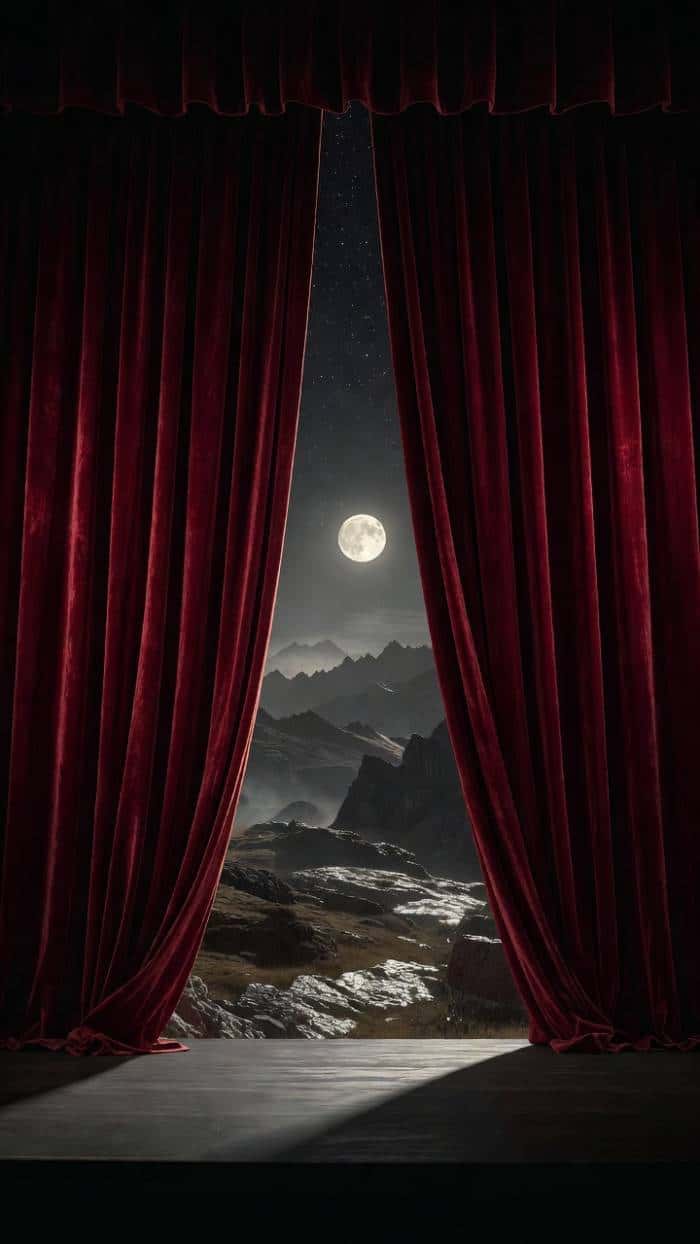 Dramatic Moonlit Mountain Stage — phone wallpaper