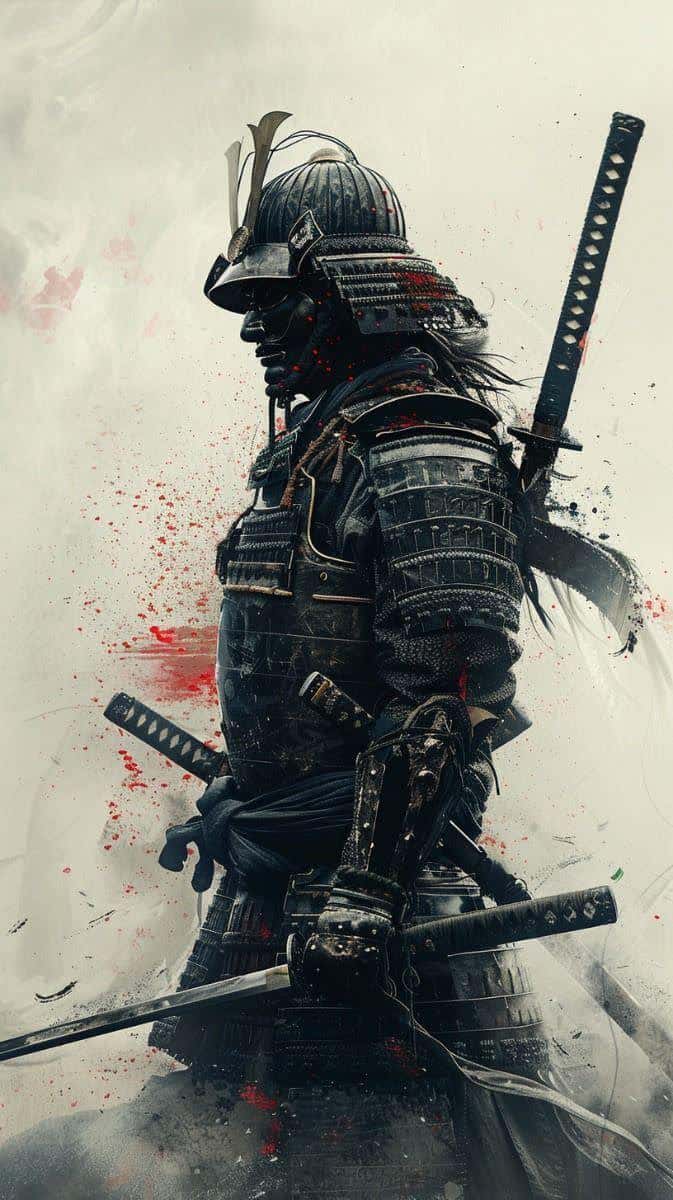 Stoic Samurai Warrior with Katana — phone wallpaper