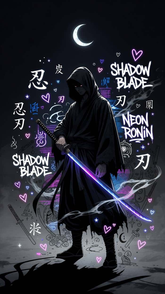 Neon Ronin Shadow Blade — phone wallpaper