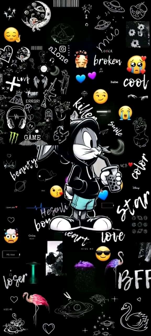 Bugs Bunny Edgy Emoji Doodle — phone wallpaper